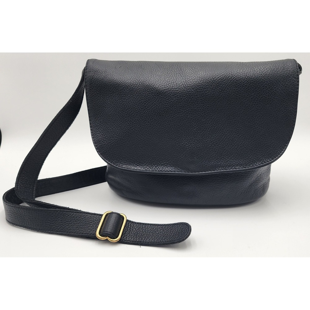 M. London Messenger Black Bag Genuine Leather Made USA Vintage 80-90s Shoulder